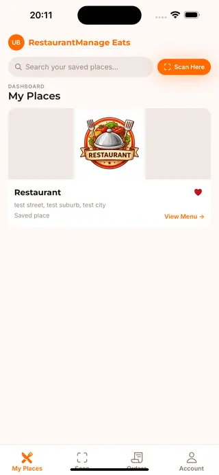 RestaurantManage customer app — the restaurant's branded mobile ordering app